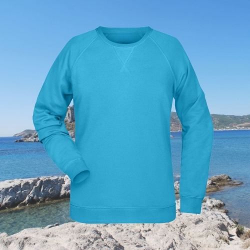 bluza – damska – Nel – bawełna – organiczna – poliester – premium – bez – kaptura – turkusowa - niebieska - turquoise – XS – 3XL - crewneck