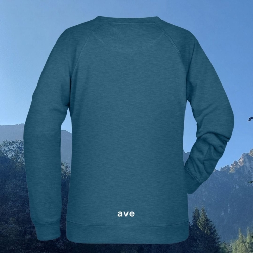 bluza – damska – Nel – bawełna – organiczna – poliester – premium – bez – kaptura – petrol - melange - petrolowa - melanż – logo – XS - 3XL - crewneck