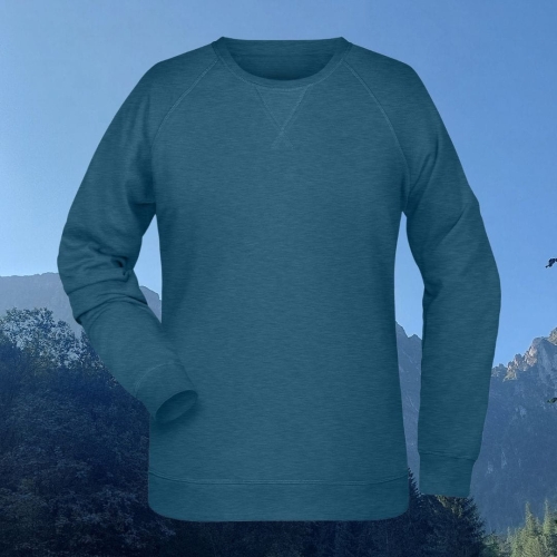 bluza – damska – Nel – bawełna – organiczna – poliester – premium – bez – kaptura – petrol - melange - petrolowa - melanż – XS – 3XL - crewneck