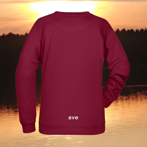 bluza – damska – Nel – bawełna – organiczna – poliester – premium – bez – kaptura – czerwona - czerwone wino - wine – logo – XS - 3XL - crewneck