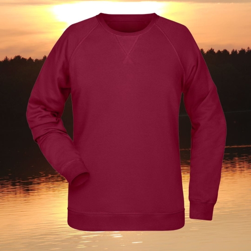 bluza – damska – Nel – bawełna – organiczna – poliester – premium – bez – kaptura – czerwona - czerwone wino - wine – XS – 3XL - crewneck