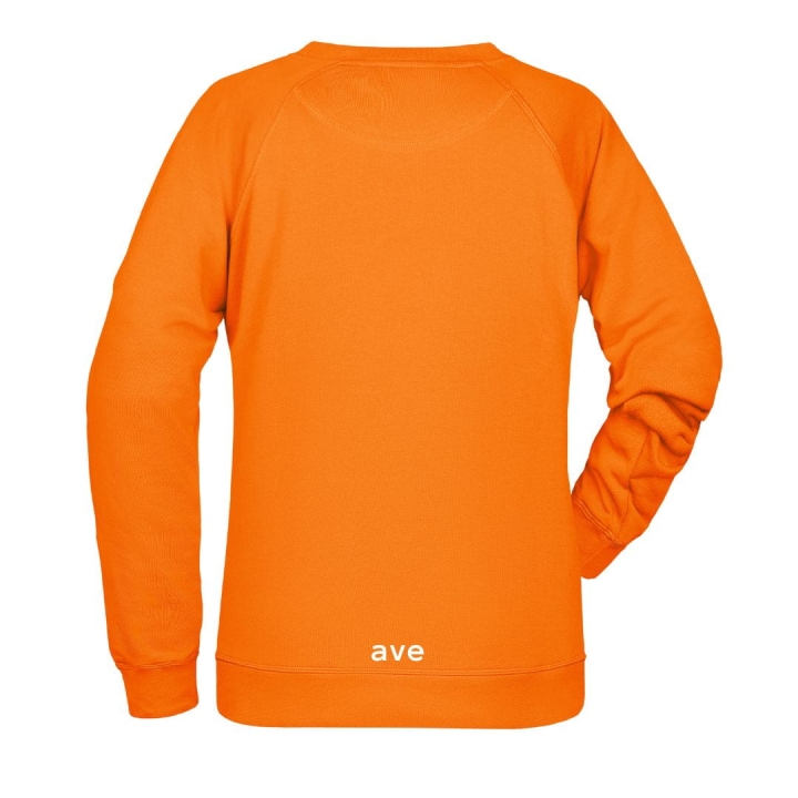 Bluza damska Nel organic bez kaptura w kolorze intensywnej pomarańczy. Tył z logo ave.