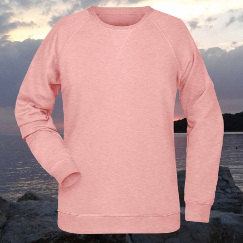 bluza – damska – Nel – bawełna – organiczna – poliester – premium – bez – kaptura – różowa - melanżowa - rose - melange – XS – 3XL - crewneck - sweatshirt - front