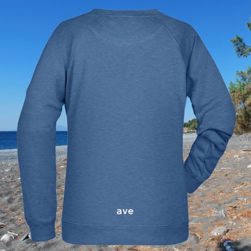 bluza – damska – Nel – bawełna – organiczna – poliester – premium – bez – kaptura – niebieska - melanżowa - denim - melange – XS – 3XL - crewneck - sweatshirt - logo