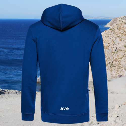 bluza – Ave – unisex – bawełna – organiczna – poliester – z – recyklingu – premium – z – kapturem – niebieska - royal - XS - 3XL - logo