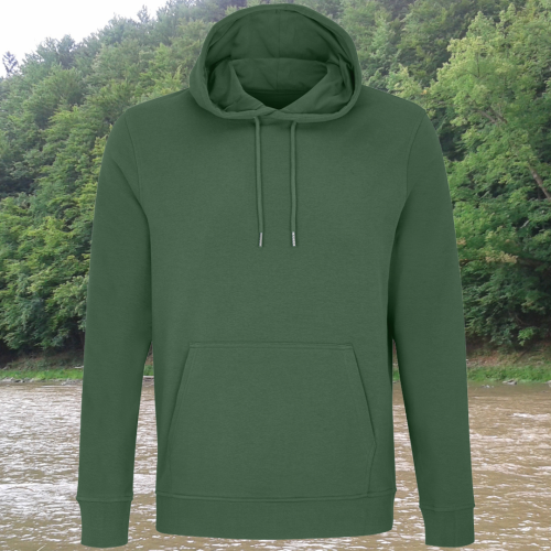 bluza – Noa – unisex – bawełna – organiczna – poliester – z – recyklingu – premium – z – kapturem – zielona - bottle - green - XS - 3XL - przód