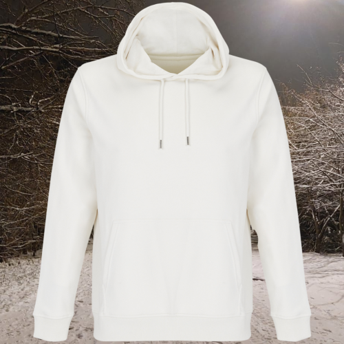 bluza – Noa – unisex – bawełna – organiczna – poliester – z – recyklingu – premium – z – kapturem – biała - złamana - biel - off - white - XS - 3XL - przód