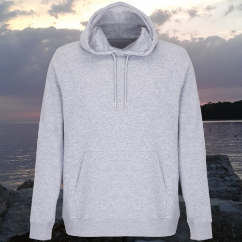 bluza – Noa – unisex – bawełna – organiczna – poliester – z – recyklingu – premium – z – kapturem – szara - melanżowa - grey - melange - XS - 3XL - przód