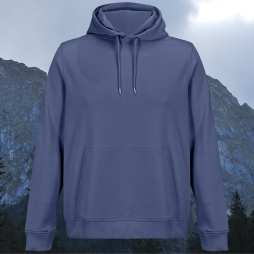 bluza – Noa – unisex – bawełna – organiczna – poliester – z – recyklingu – premium – z – kapturem – niebieska - denim - XS - 3XL - przód