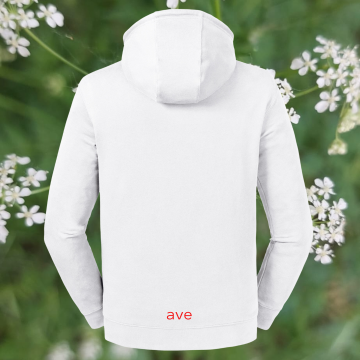 bluza – Caroline – unisex – bawełna – organiczna – premium  – kaptur – kołnierz – biała  - white - XS - 3XL - logo - tył