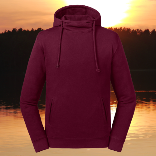 bluza – Caroline – unisex – bawełna – organiczna – premium  – kaptur – kołnierz – burgundowa - burgundy - XS - 3XL - front
