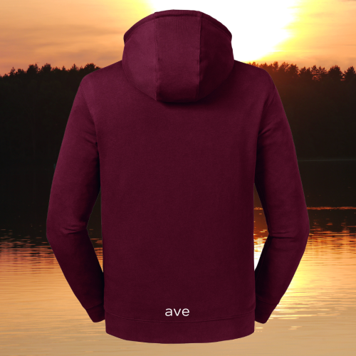 bluza – Caroline – unisex – bawełna – organiczna – premium  – kaptur – kołnierz – burgundowa - burgundy - XS - 3XL - logo