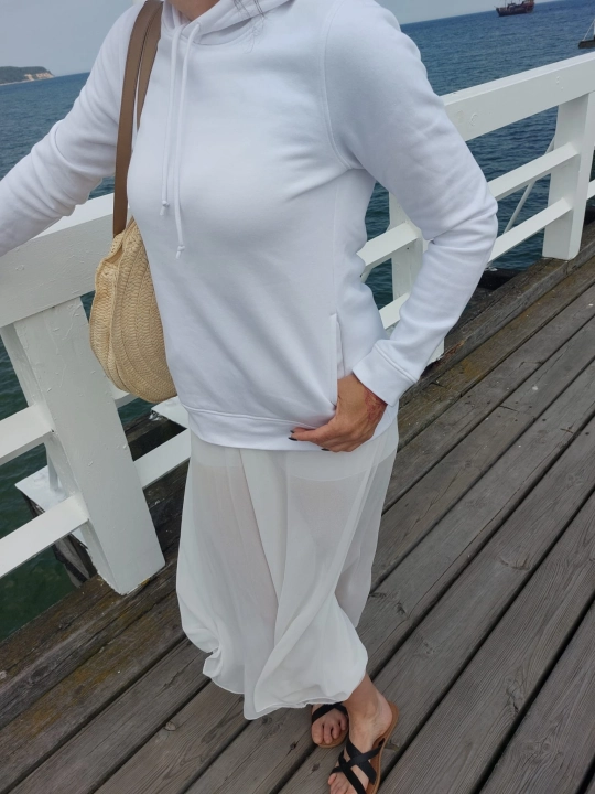 bluza – Ave – unisex – bawełna – organiczna – poliester – z – recyklingu – premium – z – kapturem – biała - white - XS - 3XL - przód